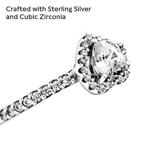 Pandora Elevated Heart Ring - Promise Ring for Women - Layering or Stackable Ring - Gift for Her - Sterling Silver with Clear Cubic Zirconia - Size 93