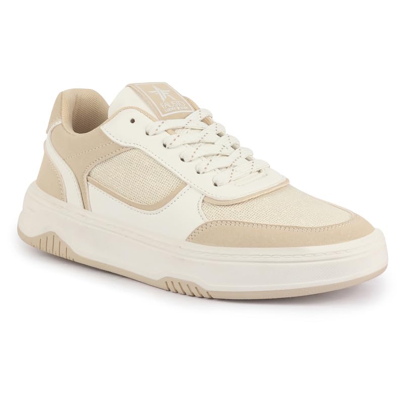 Image of FAUSTO Women Colorblocked Low Top Casual Shoes | Shimmery Lace-up Party Sneakers | Memory Cushioned Insole