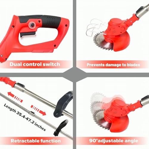 Image of SRSRAVY Cordless Electric Grass Cutter Machine, Adjustable Height and Portable Garden Lawn Trimmer, Weed Cutting, Hand Grass Weeder for Home Garden, Lawn, Yard-with 2Pcs-48V Chargeable Battery- (GN35)