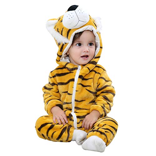 IDGIRLS Toddler Baby Romper Jumpsuit Baby Girl Boy Winter Clothes Cute Baby One-Piece Rompers (Tiger 90)