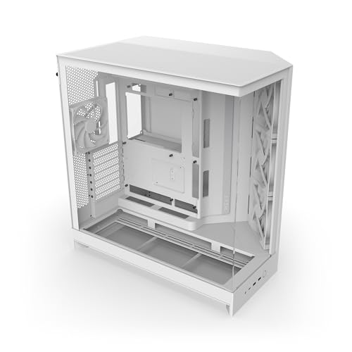 Image of NZXT H9 Flow (2025) - Large Dual-Chamber ATX Mid-Tower Airflow PC Case - Includes 3 x 140mm & 1 x 120mm Fans - 420mm Radiator Support - Tempered Glass - Back-Connect Ready - White