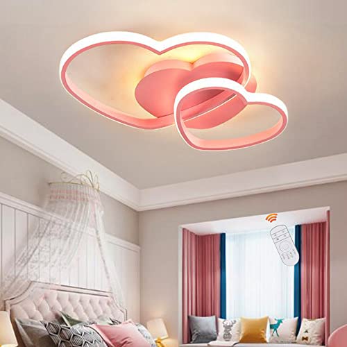 Lfoute Plafonnier LED Moderne Forme De Coeur Lampe Pour Enfants Chambre Pour Enfants Plafonnier Dimmable Avec Télécommande Chambre Garçons Filles Salon...