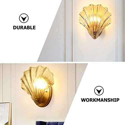 Image of OSALADI Crystal Wall Sconce Lighting American Style Nautical Sea Shell Modern Wall Lamp Indoor Hallway Sconce Light Fixtures for Bedroom Living Room Decor