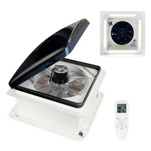 OUTPRIZE Remote Control RV Roof Vent Fan with LED Light, 12V 14" Super Quiet RV Roof Fan with Rain Sensor, 10-Speed, Reversible