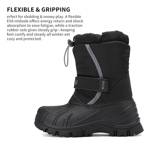 Kids Snow Boots for Boys & Girls, Waterproof, Fur Lined & Insulated Warm, Easy On/Off, Non-Slip for Sledding & Snowy Play, Little Kid/Big Kid4