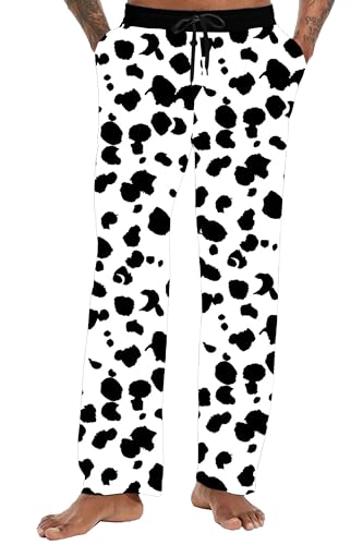 Mens Halloween Pumpkin Costume Pants Elastic Waist Skeleton Pants with Pockets