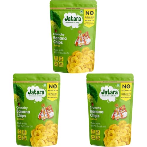 Image of Jatara Banana Chips - Salted 180g | Crunchy Banana Wafers | Light Snack | Tea-Time Munch (Pack of 3)