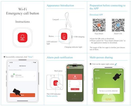 PILSAMAS WiFi Caregiver Call Button for Elderly at Home w App Notification, Elderly Monitoring, Caregiver Pager, Life Alert Systems for Seniors No Monthly Fee, Alert Button for Seniors at Home - Image 9