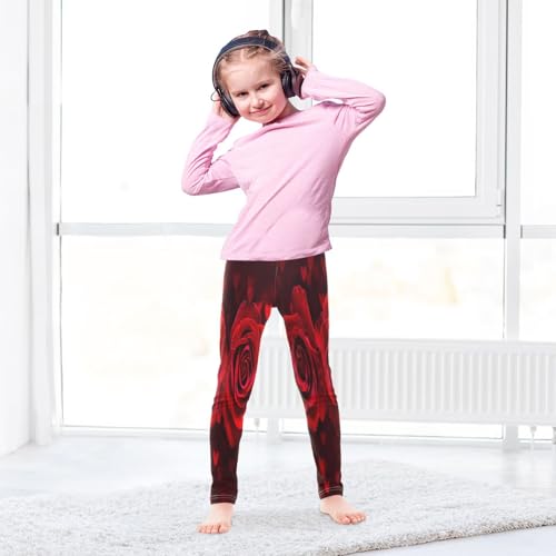 Bolaz Toddler Girls Leggings Printed Yoga Pants Leggings Red Rose Heart for Kids4