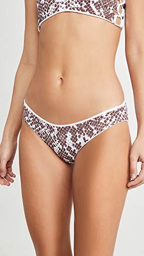 Maaji Women's Standard Sublime Reversible Signature Cut Bikini Bottom Swimsuit, Sugar White Rib/Brown Python, Small #TOP3