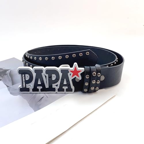 Letter Buckles Belt For Women Rivet Studded PU Leather Belt Simple Waistband For Pants Eye Catching Shorts Belt Adju4