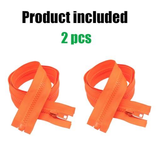 Image of YaHoGa 2PCS #5 23 inch Separating Jacket Zippers for Sewing Coats Jacket Zipper Replacement Plastic Zippers Bulk (23 inch Orange Red)