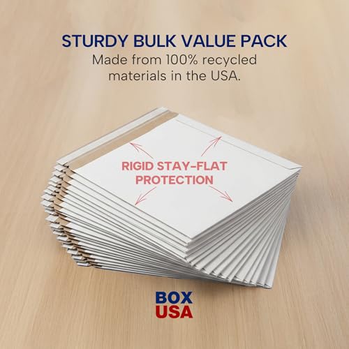 Image of BOX USA Rigid Mailers 11 inch x 13 inch (100-Pack) - Cardboard Mailer Envelopes for Photos, Catalogs, Art Prints - Stay Flat