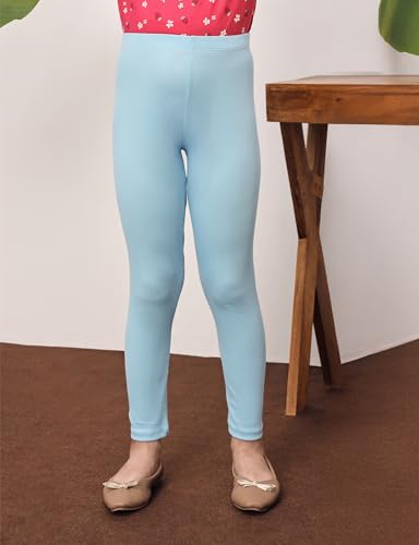 Image of Amazon Brand - Symbol Girl's Cotton Ribbed Stretchable Leggings | Ankle Length | Aged 2-14 Years