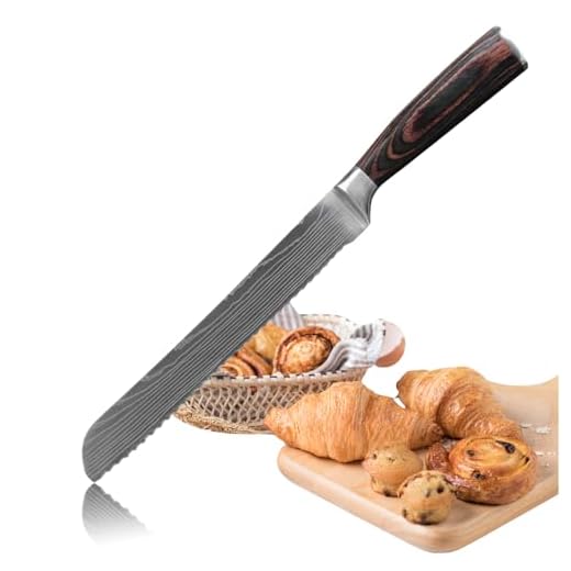 MEIFLOLU Bread Knife, 8 inch Serrated Knife, Professional Japanese Knives with High Carbon Stainless Steel Ultra, Sharp Chefs Knives with Ergonomic Color Wooden Handle for Cooking Bread, Bagels, Cake