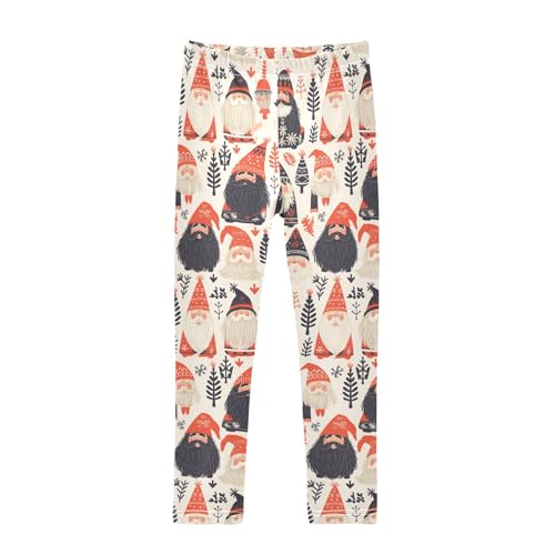 KLL Christmas Card Funny Gnomes Scandinavian Flat Toddler Baby Girl Active Leggings Stretch Full Length Pants Exercise