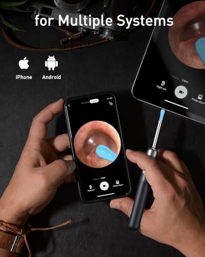 ear wax removal tool camera - 3 in 1 wireless wifi rechargeable ear cleaner with camera 1080p hd ear camera amp 7 pcs ear set ear cleaning kit with 15 replacement tips black