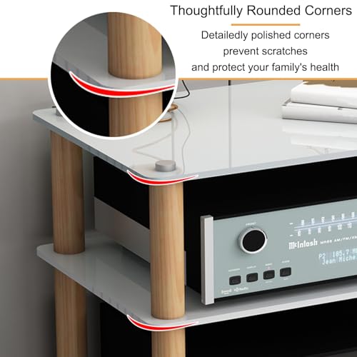 Gabinete Receptor Estéreo Soporte para Medios AV, Multifuncional Estante de Audio, Equipo HiFi Estante for Componentes de Audio y Vídeo de 1/2/3/4 Niveles(Black,45cm/17.7in) - imagen 5