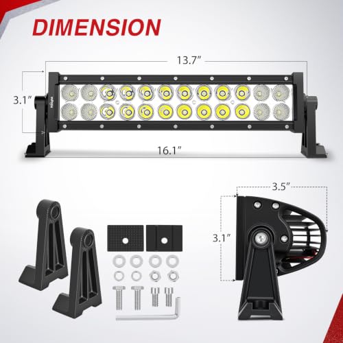 Image of Nilight 13.5 Inch 72 W LED Light Bar with Yellow Black Covers