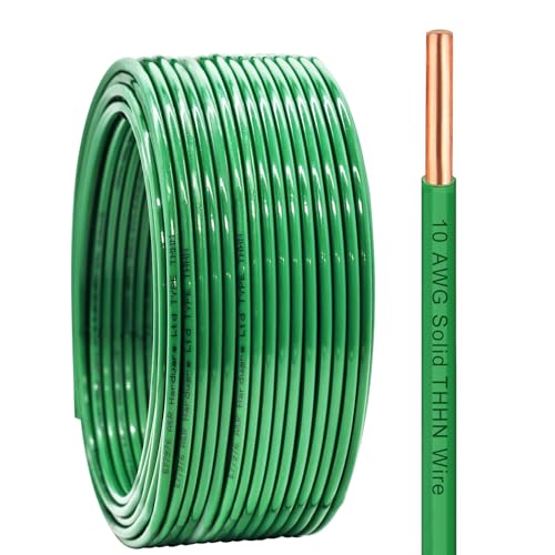 10 Gauge THHN Wire 30 FT Green Rated 600V OFC Cable
