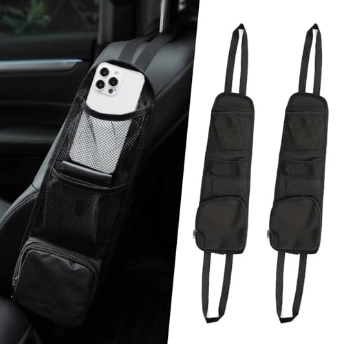 Funalix Autositz Seiten Organizer,2 Stück Faltbare Autositz Organizer Seite, Multifunktionaler Seitentaschen,Geeignet für alle Fahrzeuge, um Gegenstände Bequem zu Platzieren(Schwarz)