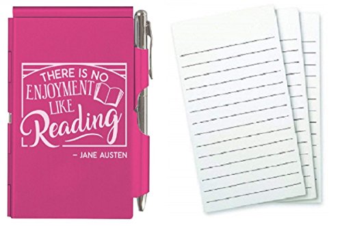 Wellspring Metal Flip Note Case With Pen and 3 Pack Refill, Bundle (Austen Pink)