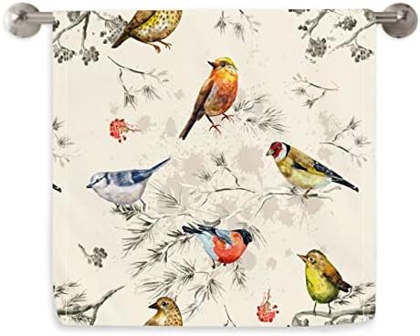 VunKo Vintage Birds on Tree Kitchen Dish Towel Soft Highly Absorbent Hand Towel Home Decorative Multipurpose for Bathroom Hotel Gym and Spa 15.7 x 27.5 Inches