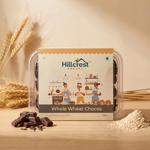 Image of Hillcrest Bakery Whole Wheat Chocos Cookies, 220 Grams | Premium Baked Snack | Crispy & Delicious | Tea Time Treat | Suitable for Everyday Snacking | Hygienically Packed