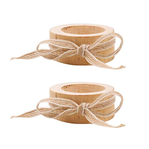 Holibanna portacandele Porta Candele in Ceppo di Legno moncone con Stringa di Canapa Ornamenti Artigianali 2 Pezzi
