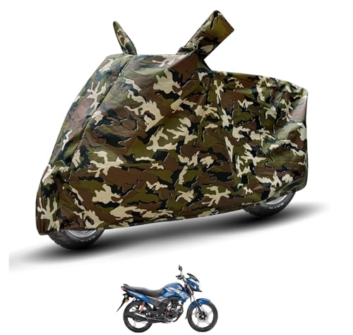 Image of Auto Hub Waterproof Bike Cover Compatible with CB Shine SP Dustproof, UV Protection Two Wheeler Bike CB Shine SP Cover - Army Print