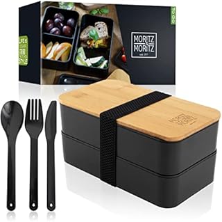 Moritz & Moritz Bento Box Japanese - Bento Lunch Box for Kids and Adults  Lunch Boxes with Bamboo lid - Ideal for Work, School or Travelling
