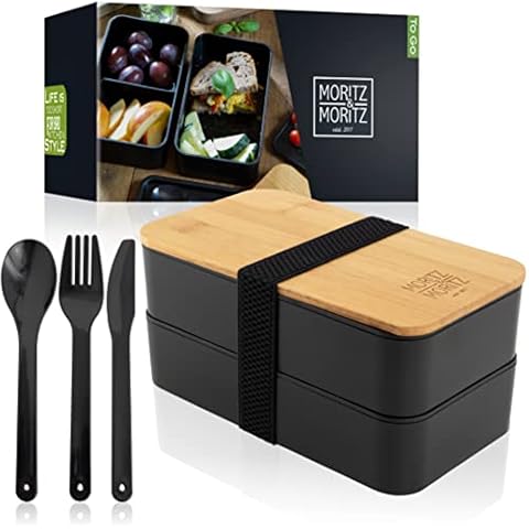 Moritz & Moritz Bento Box Japanese - Bento Lunch Box for Kids and Adults - Lunch Boxes with Bamboo lid - Ideal for Work, School or Travelling Cover