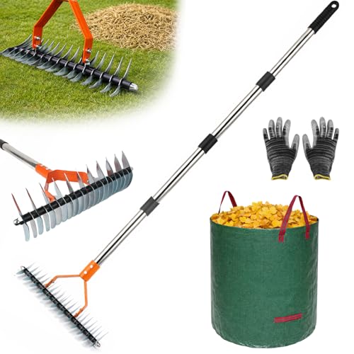 Rastrillo para césped con mango ajustable de 40 a 70 pulgadas miniatura 1