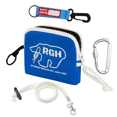 Rough Enough Small Coin Purse Keychain Wallet Waxed Canvas Card Holder for Kids Preppy Teen Boys Blue