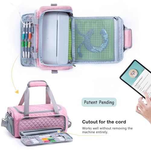 Image of AMOIGEE Carrying Case for Cricutt Joy Xtra, Joy Extra Bag, Full Open Case with Pockets for Cricutt Joy Xtra Accessories and Tools, Dust Cover, Mat