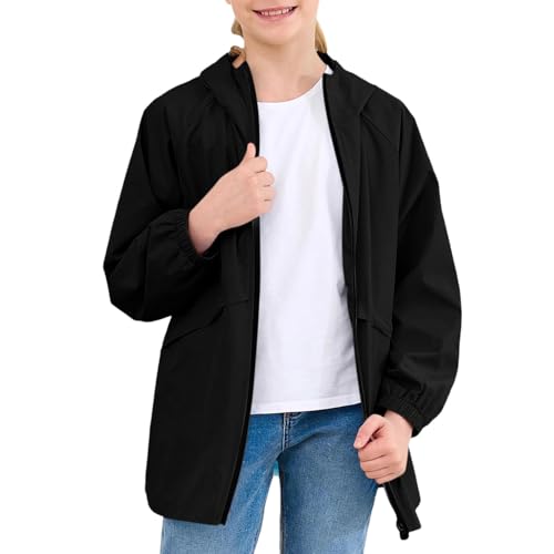 Kids Rain Jacket Boys Girls Hooded Raincoats Waterproof Rain Jacket Windbreaker Lightweight Outdoor Zip Up Raincoat3