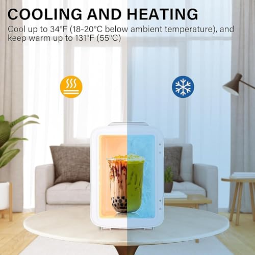 Image of Simple Deluxe 4L /6 Can Portable Mini Fridge, Cooler & Warmer Small Refrigerator, Freon-Free Compact Fridge for Skincare, Beverage, Food, Cosmetics, White