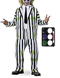 CICOCI Adult Black White Striped Costume For Men Suit Plus Size Halloween Cosplay Costume