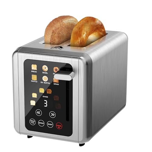 WUNLY Touch screen Toaster 2 slice,Stainless Steel Digital Timer Toasters with Sound Function,6...