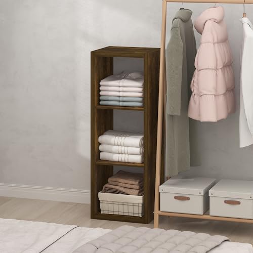 Image of Furinno Cubic Extra Thick 3-Cube Closet Organizers and Storage, Amber Pine | 14.6 x 16 x 44 in, Open Shelf Closet Storage, Closet Organizer, for Wardrobe, Bedroom, Living Room