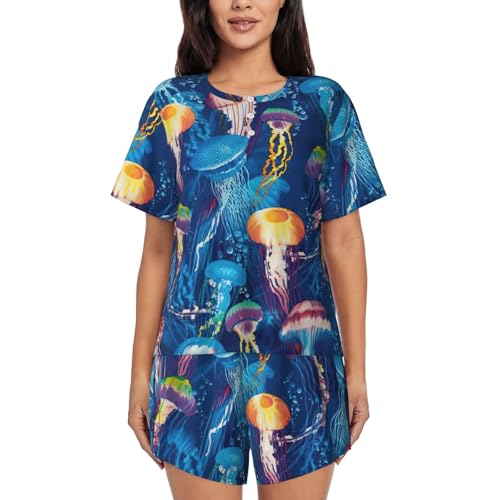 Pyjama méduse femme avec poches ensemble doux d'été