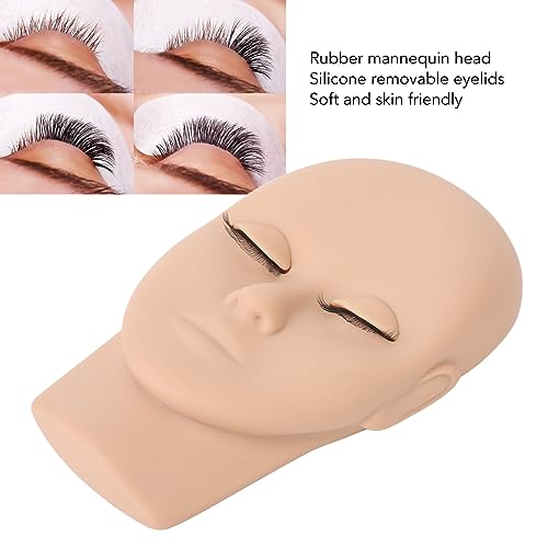 Lash Mannequin Head Lash Practice Kit Makeup Eyelash Extension Practice Doll Head with 3 works Removable Eyelids Double Layer Lashes Replaced Eyelids Training Mannequin Head - Image 3