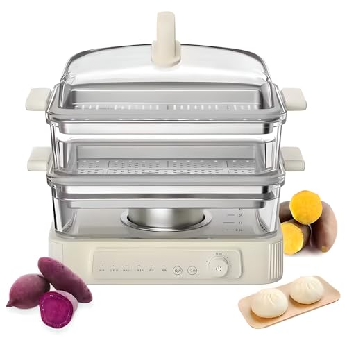 Vapor Vaporizador Eléctrico De Alimentos De 2 Niveles, 6 Modos Base De Acero Inoxidable De Acero Inoxidable De Calefacción Rápida, Con Reserva De 12 H, Para Verduras, Carnes, Arroz