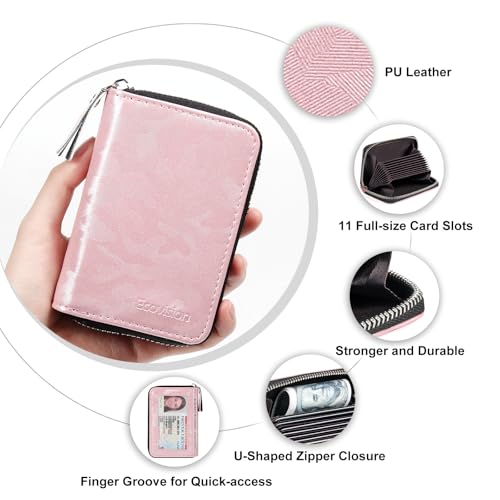 Image of Credit Card Wallet, RFID Card Case Wallet, Zipper Card Cases Holder for Men Women, RFID Blocking, KeyChain Wallet, Compact Size Card Organizer Case for Women