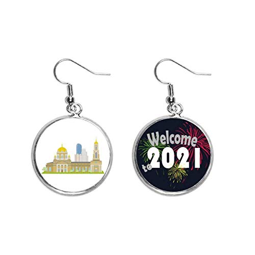Pendientes símbolo nacional de Rusia talla M fabricados en plata de diseño geométrico