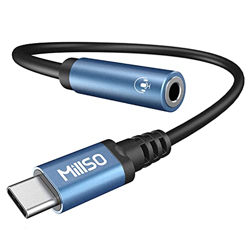 タイプC to 3.5mm イヤホンジャック 変換アダプタ 3.5mmオーディオ変換ケーブル DAC内蔵型 MillSO USB-Cポート（オス）- 4極（TRRS） ステレオミニジャック（メス） 高耐久 USB type-C搭載のデバイス対応 28cmのサムネイル