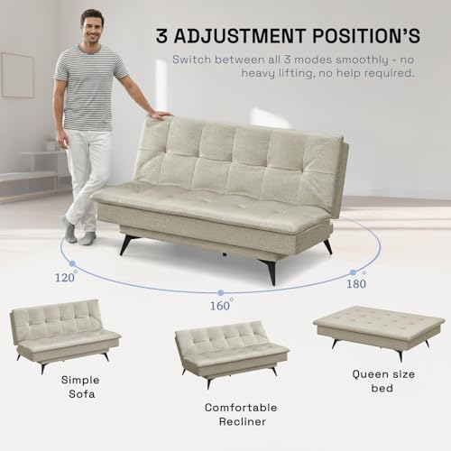 Image of Wakefit Flexia Sofa Cum Bed - Three Seater - Reflection Series White