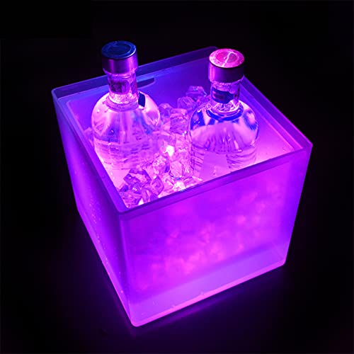 Sucpur Cubo de hielo LED, cubos de champán impermeables de 3.5 L, cambiantes de colores, cubo de bebida para bar, club, tienda, hogar, jardín, alimentado por 3 pilas AAA (no incluidas) Cover