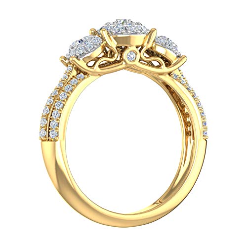 3/4 Carat 3-Stone Diamond Engagement Ring in 14K Solid Gold2
