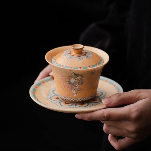 Service à thé céramique Feitian Sancai Gaiwan rétro 140ml